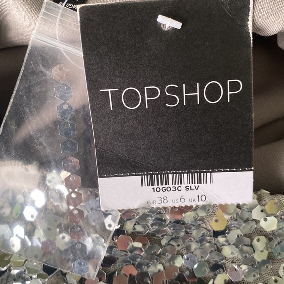 NWT Topshop Silver Sequin Low Back Fit & Flare Mini Dress - 6 - Picture 13 of 16